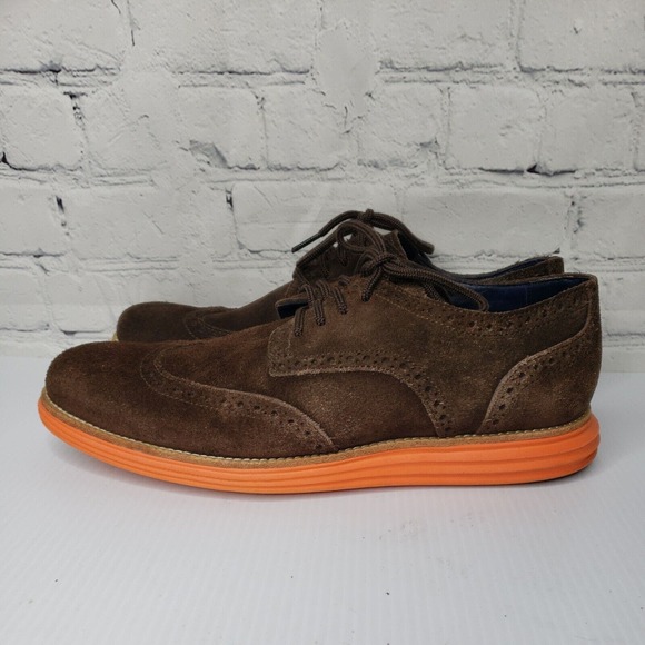 Men Cole Haan Lunargrand C11097 Wingtip‎ Oxfords 9 M Brown Suede Lace Up Shoes main image 9